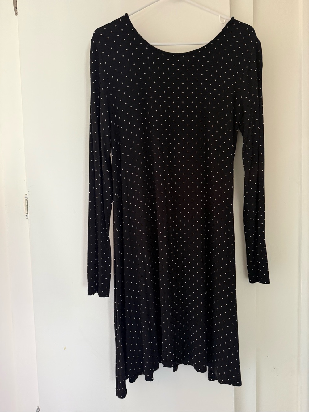 Old Navy Black Long Sleeve Polka Dot Dress